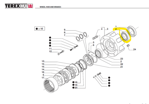 TEREX TX 51-19MD 07.0711.0135 WHEEL HUB BEARING CARRARO 045181
