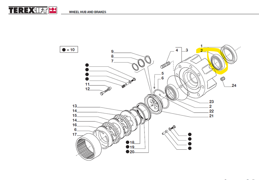 TEREX TX 51-19MD 07.0711.0135 WHEEL HUB BEARING CARRARO 045181