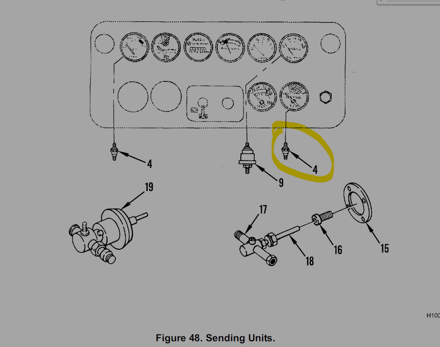 KOMATSU IHC MODEL H100C 24V TEMPERATURE SENDER 136798H1