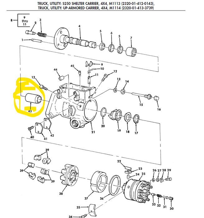 STANADYNE FUEL INJECTION PUMP PILOT TUBE 26890 HMMWV M1113 M1114