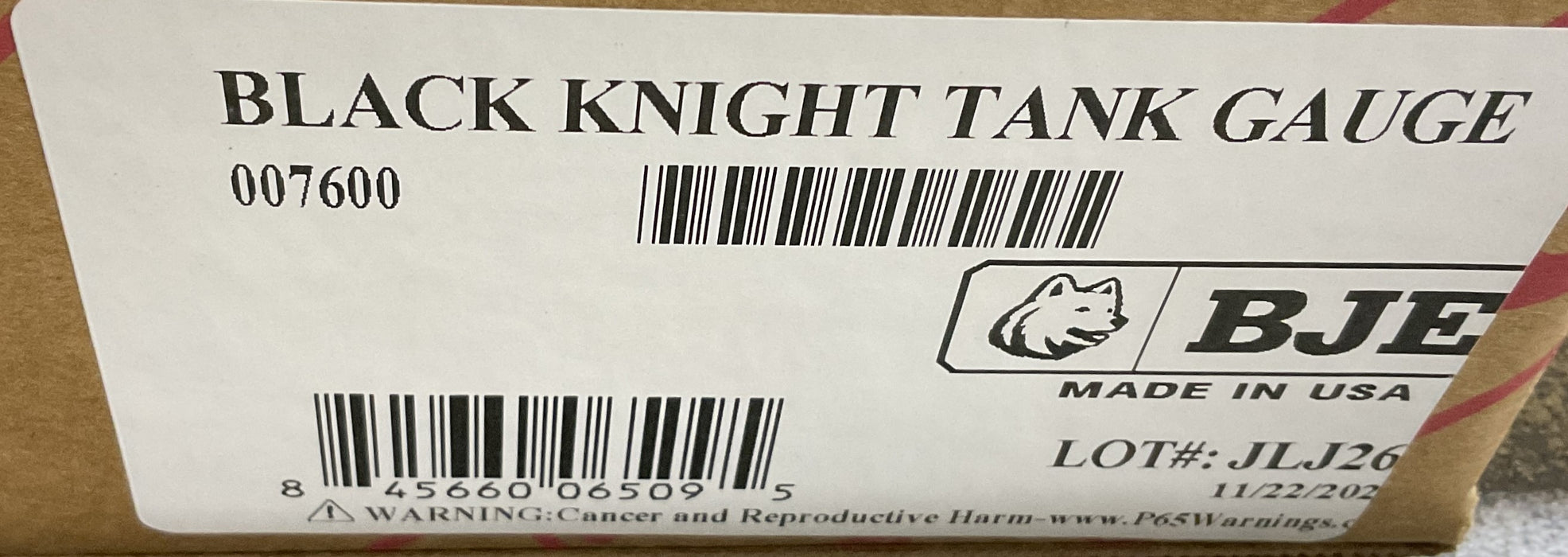 BJE Black Knight Oil Tank Gauge with Vertical Float, Model BK