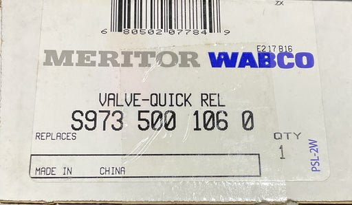 MERITOR S9735001060 Air Brake Quick Release Valve - Flap Exhaust, 10.0 bar Max Pressure, 1/2 in. - 14 NPTF Port