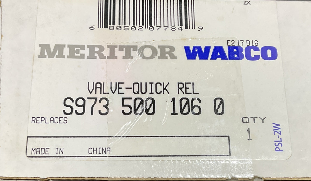 MERITOR S9735001060 Air Brake Quick Release Valve - Flap Exhaust, 10.0 bar Max Pressure, 1/2 in. - 14 NPTF Port