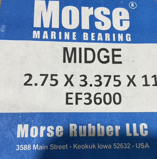 MORSE 2.750 X 3.375 X 11 NITRILE SHAFT BEARING MIDGE EF3600 BOAT MARINE