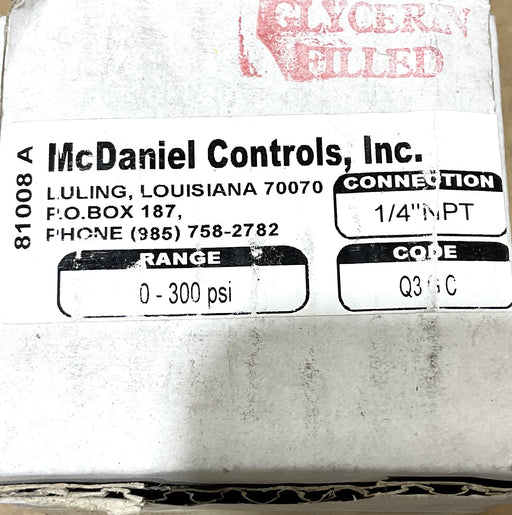 McDANIEL CONTROLS Q3GC-GF PRESSURE GAGE NORGREN P22-405-MGAD 300PSI