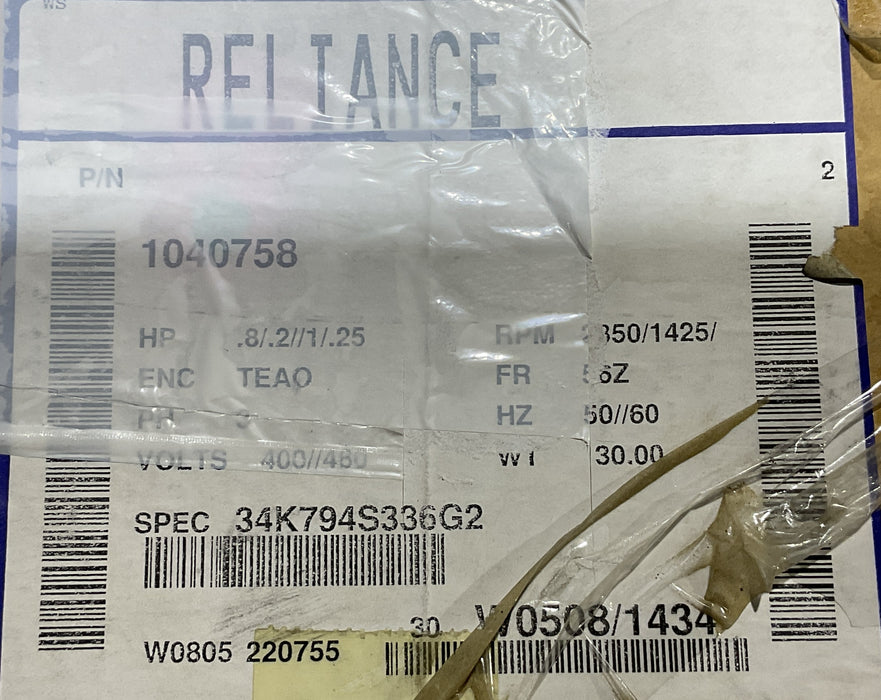 THERMOKING 1040758 RELIANCE MOTOR 56Z 3PH 400/460V-208V