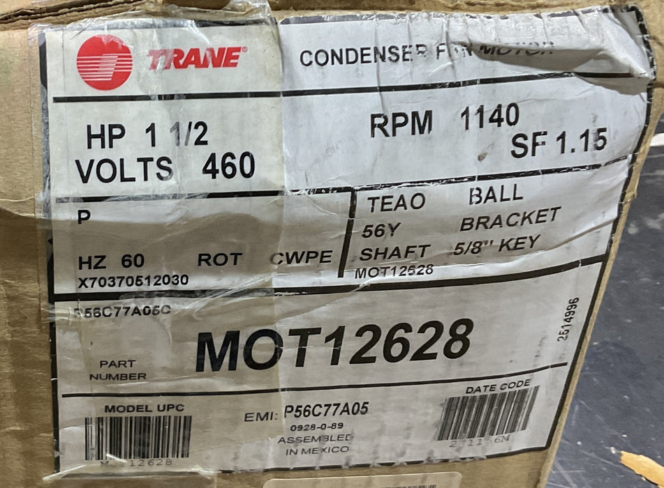 TRANE MOT12628 CONDENSER FAN MOTOR 460V 1.5 HP RPM 1140
