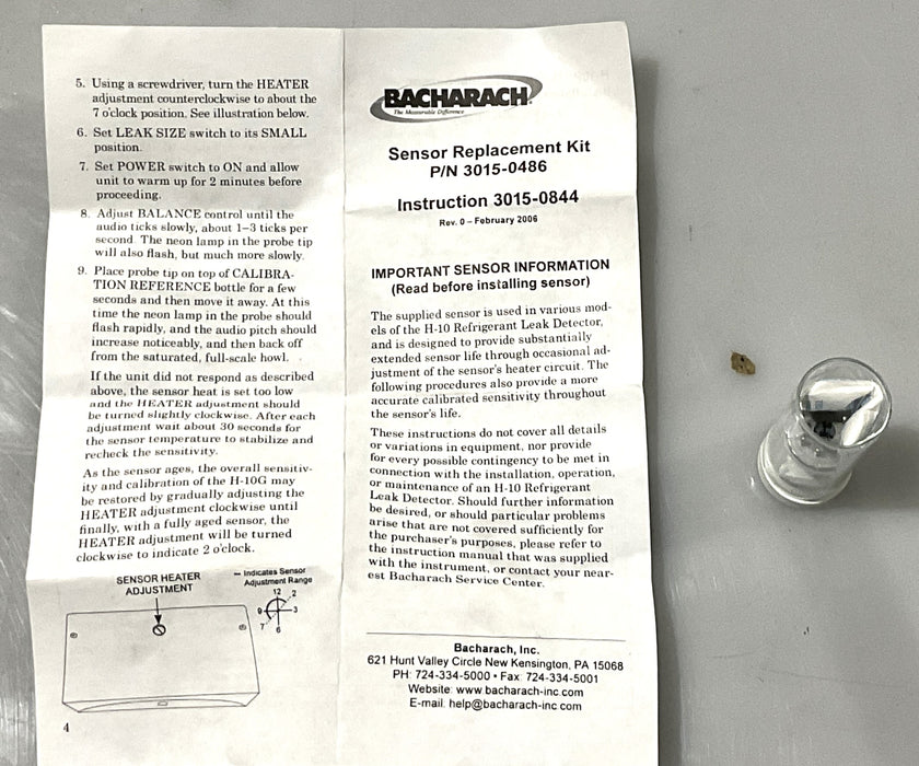 BACHARACH 3015-0486 SENSOR REPLACEMENT KIT