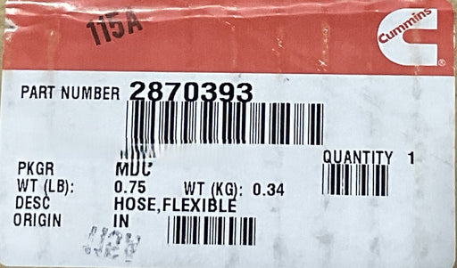 GENUINE CUMMINS HOSE 2870393 (ENGINE MDL.KTA 50M)