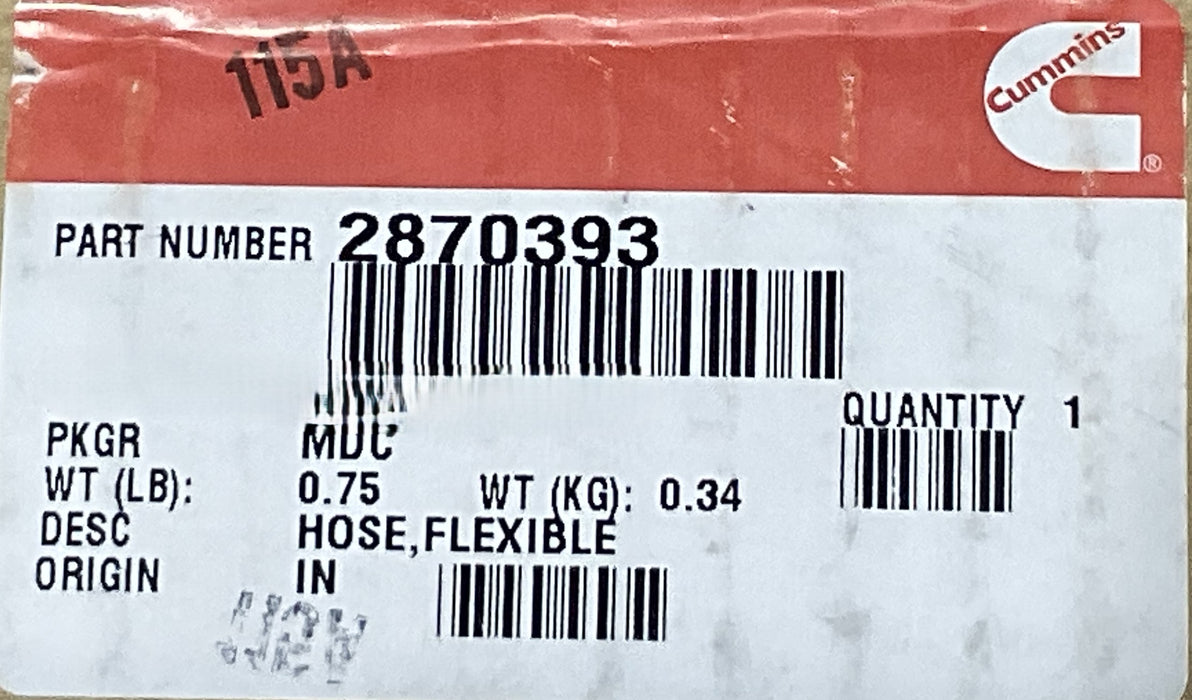 GENUINE CUMMINS HOSE 2870393 (ENGINE MDL.KTA 50M)