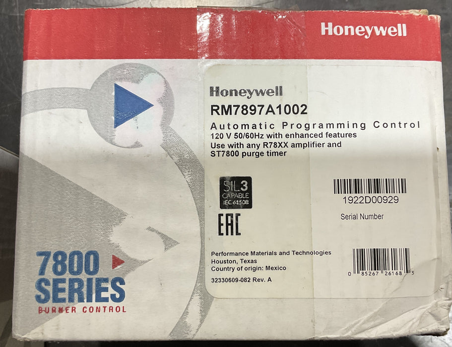 Honeywell RM7897A1002 Microprocessor Control BURNER CONTROL RM7897