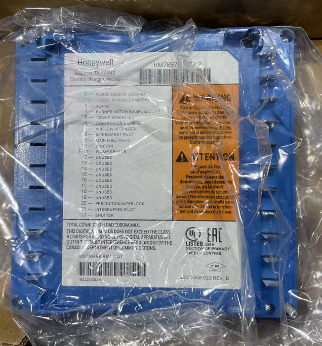 Honeywell RM7897A1002 Microprocessor Control BURNER CONTROL RM7897