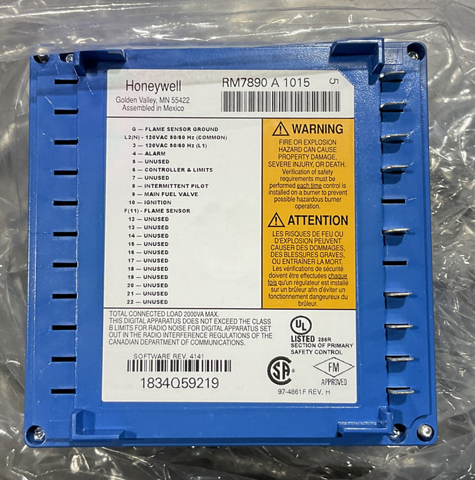 Honeywell RM7890A1015 Burner Control Series 7800 Automatic Programing