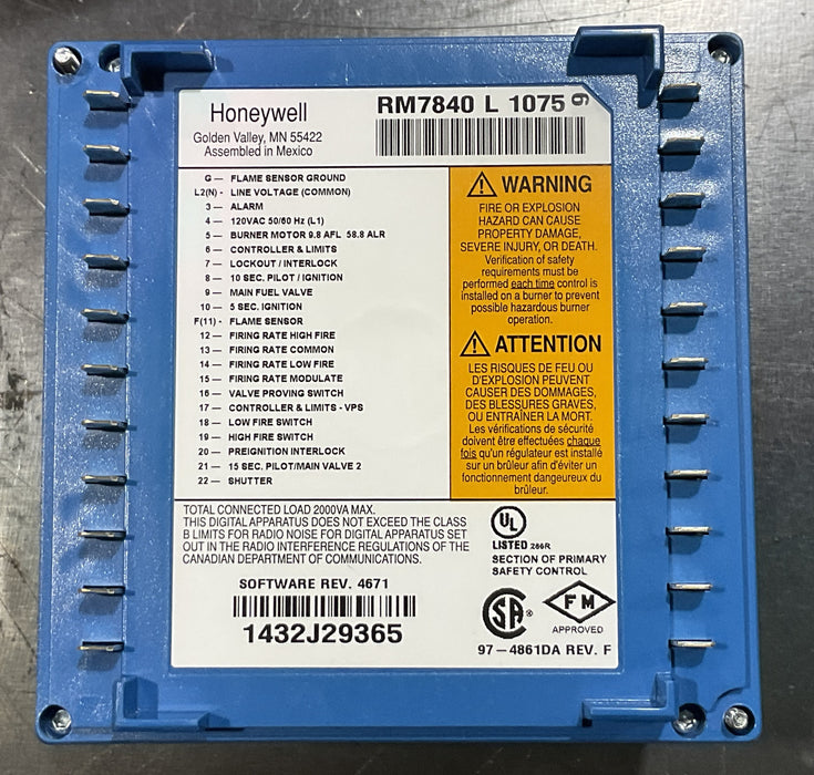 Honeywell RM7840L1075 Honeywell 7800 Series Flame Controller