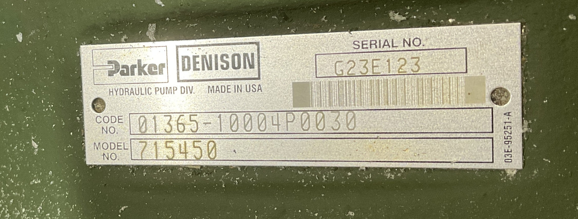 PARKER-HANNIFIN HYDRAULIC PUMP P/N 01E-71545-0 MODEL 71540 4320-01-600-7229