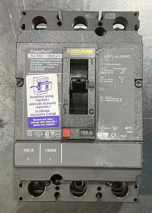 SCHNEIDER Circuit breaker HJL36100 PowerPacT H, 100A, 3 pole, 600VAC, 25kA, lugs, thermal magnetic