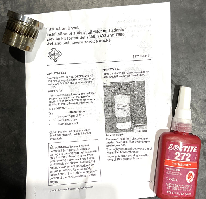 NAVISTAR 1842938C93 SHORT OIL FILTER ADAPTER KIT( DT466, DT530 HT530)