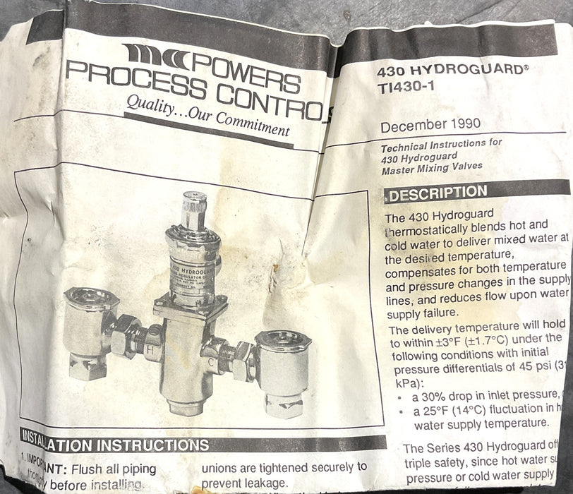 MCC Powers Series BRONZ 430 Hydroguard Regulator Mixing Valve