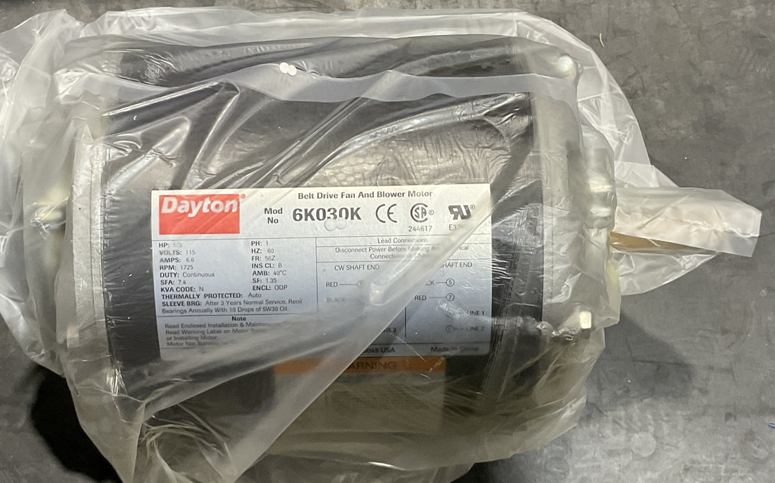 DAYTON 6K030K Motor, 1/3 HP, Split Ph, 1725 RPM, 115 V