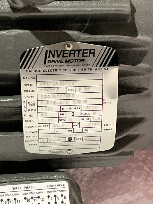 BALDOR INVERTER DRIVE MOTOR 06H126M583G1 FRAME 184TCZ 40006036+030