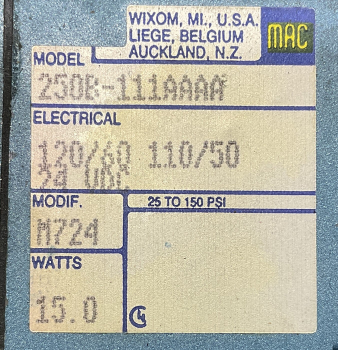 MAC VALVES INC 59B-33-111AA MODEL 724