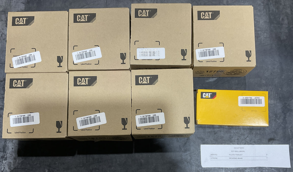 CAT 243-6718 Crankshaft Main Bearing Kit 3406C 3406B 3412C 3412 637E 631E