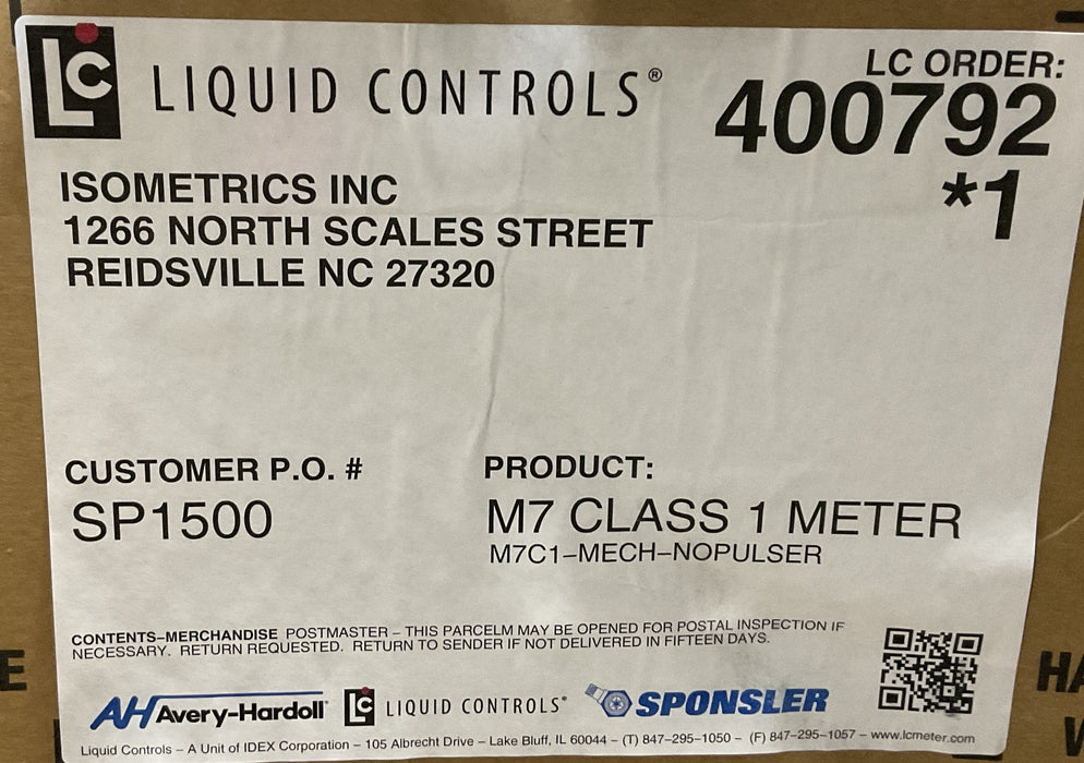 NEW Liquid Controls M7C1 M-7-1 Flow Meter NTEP CC:92-141