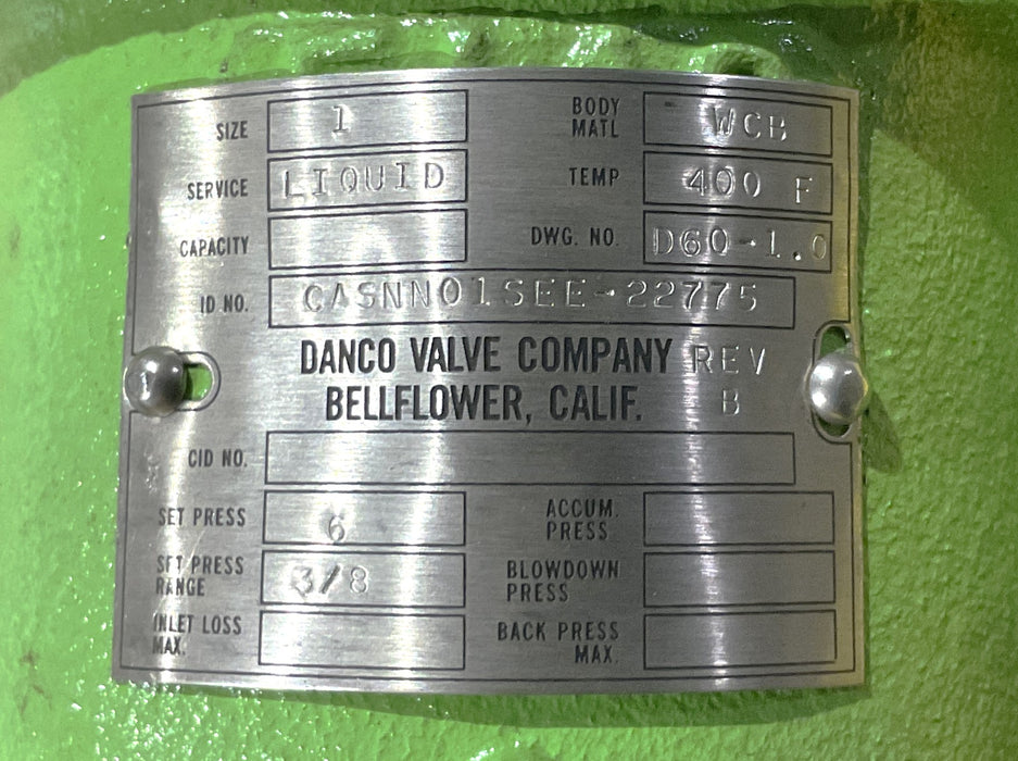 DANCO SAFETY RELIEF VALVE CASNN01SEE-22775