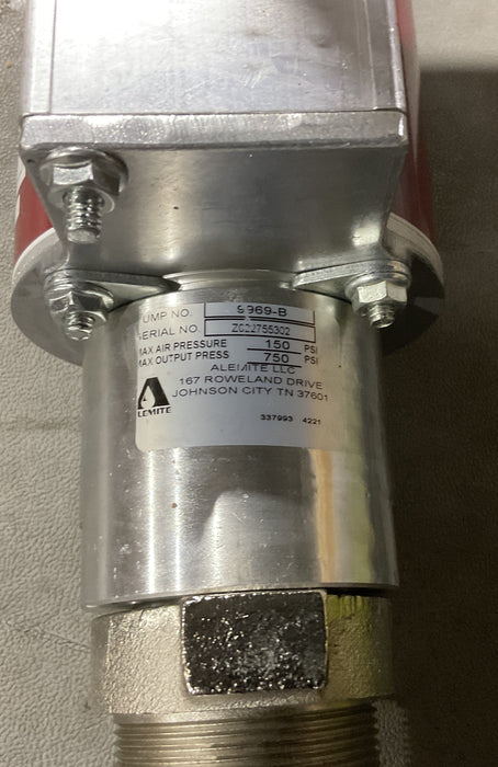 Alemite 9969-B Air Operated 5:1 Ratio Stub Oil RAM Pump New