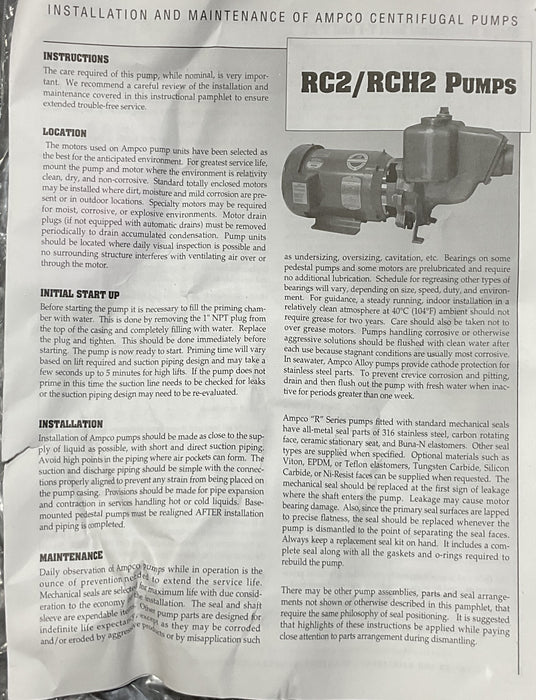 AMPCO PUMPS RC2 2X2A MODEL 2X2ARC2