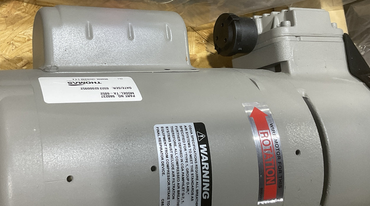 THOMAS MODEL TA-6052 AIR COMPRESSOR VACUUM PUMP