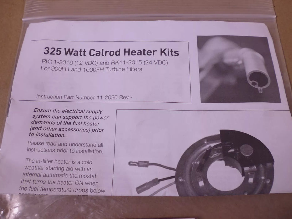 Parker RK11-2016 Heater & Feed-Thru Kit 900FH 1000FH Separator 325W 12V 3254577