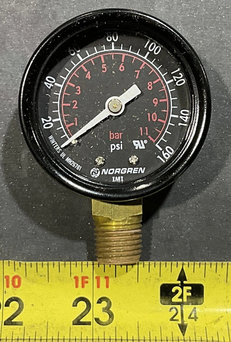NORGREN DIAL INDICATING PRESSURE GAGE AIR TECHNIQUES 52015 MED/DENTAL EQUIP