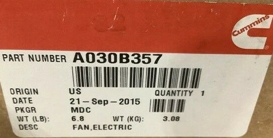 CUMMINS FAN 24 VOLT A030B357 EBMPAPST 44940-04-21647