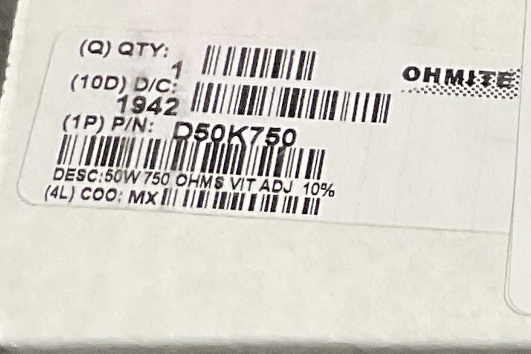 OHMITE D50K750 0570 50W 750OHMS