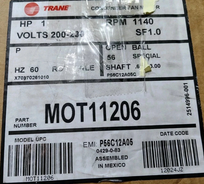 GENUINE TRANE MOTOR MOT11206 EMI: P56c12a05