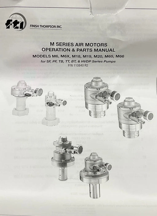FINISH THOMPSON MODEL M6X A101125  air drum pump motor