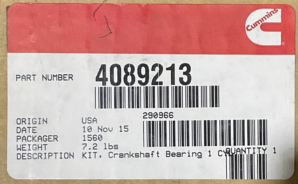 JLG SKY TRAK MMV 4089213 CUMMINS COMPRESSOR CRANKSHAFT BEARING KIT