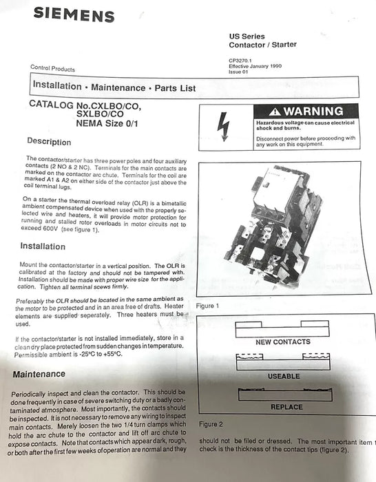 Siemens Nema 0 SXL-B0 Starter With Siemens SA 18A Relay 600VAC