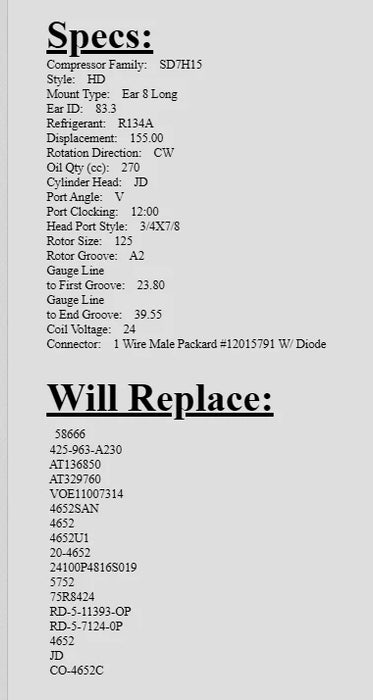 M1113 M1114 Hmmwv A/C Compressor Am General Rcsk17567