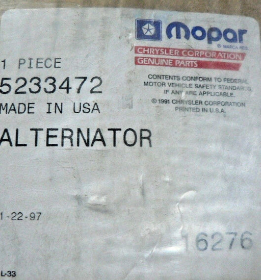 OEM NEW Mopar 90 AMP Alternator & Pulley 5233472