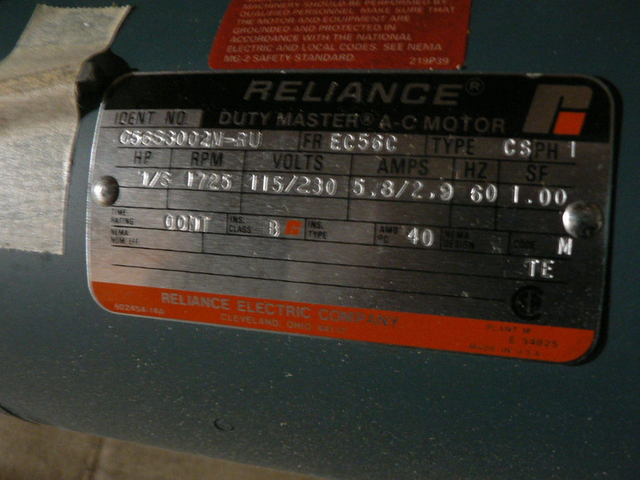 RELIANCE MOTOR1/3 HP 1 PH  C56S3002M-RU FRAME EC56C 115/230V 1725 RPM