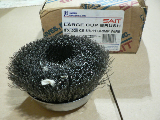 SAIT 09552 5 X .020 CS 5/8-11 CRIMP WIRE LARGE CUP BRUSH