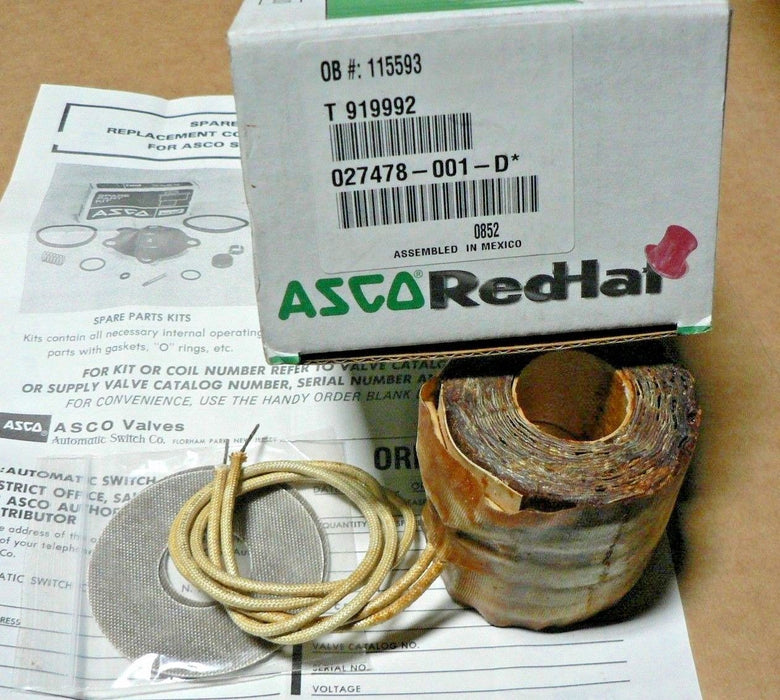 ASCO SOLENOID COIL 027478-001-D