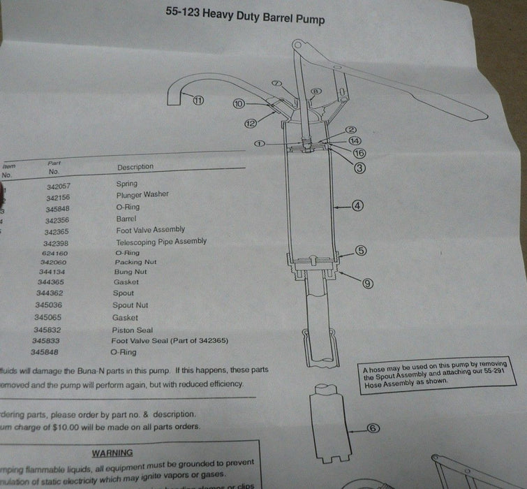 WOODWARD PLEWS HEAVY DUTY BARREL PUMP 55-123