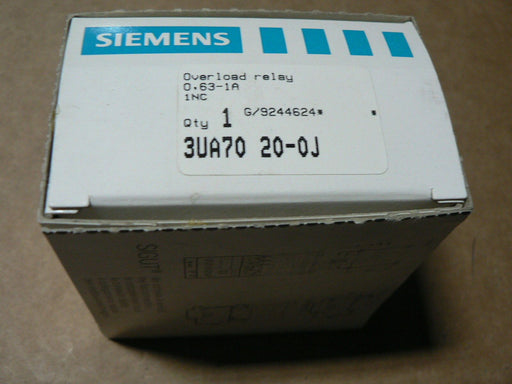 SIEMENS 3UA70 20-0J OVERLOAD RELAY