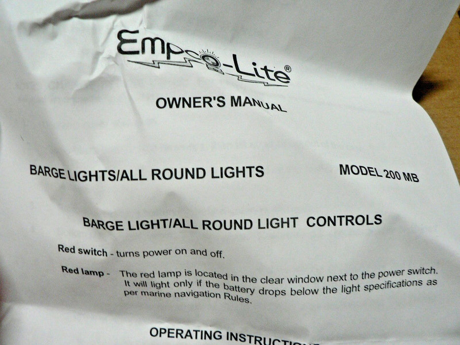 EMPCO-LITE MARINE NAVIGATIONAL LIGHT Model 200 MB Light RED ALL ROUND LIGHTS  wi