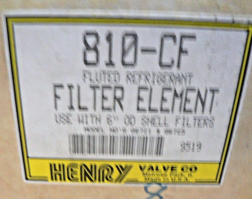 Henry VALVE 810-CF Fluted Refrigerant Filter Element Use with 6 OD Shell Filter