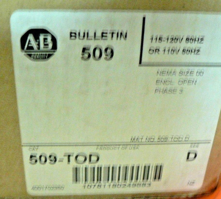 GENUINE NEW Allen Bradley 509-TOD Starter 509-T0D