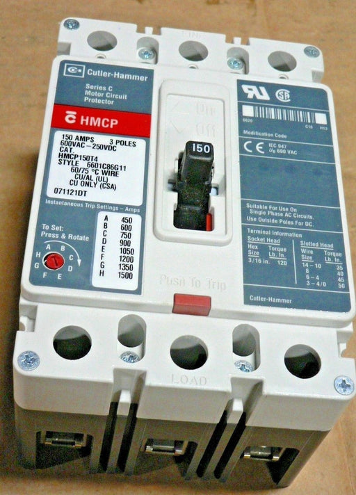 NEW Eaton CUTLER-HAMMER HMCP150T4C 3P Standard Circuit Breaker 150A 600VAC